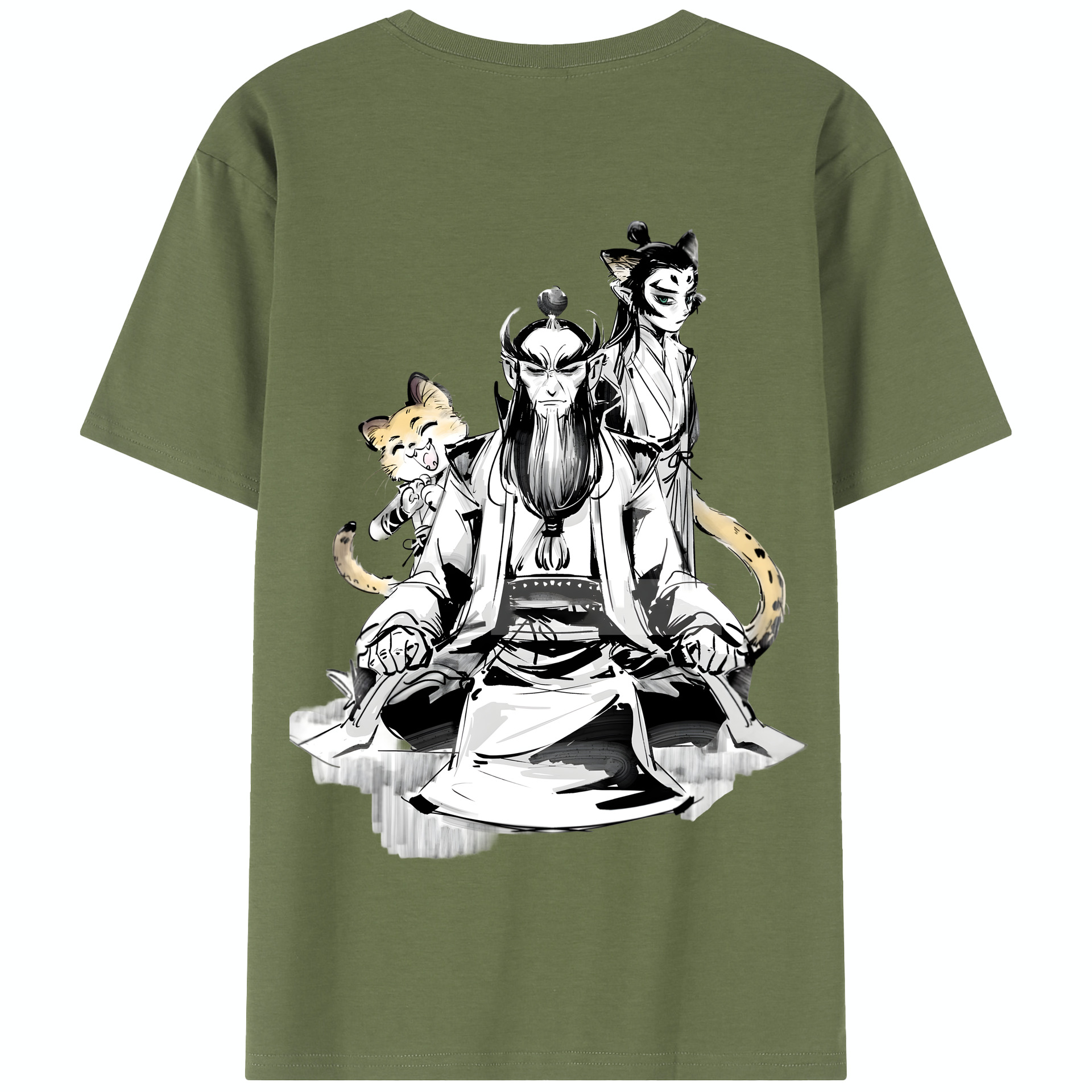 （画像用） Ne Zha 2 ナタ 魔童の大暴れ 綿100％半袖Tシャツ（背面プリント）